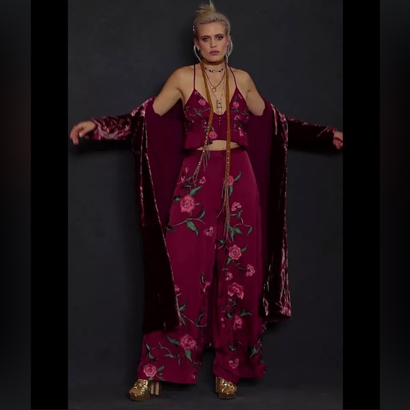 Free People Anna Sui Poppy Embroidered Set, Size 0 - Picture 5 of 7